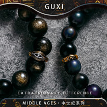 GUXI Golden Obsidian Bracelet Boys Tide Beard Couple String sends a boyfriend gift