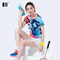 Single and double badminton suit womens suit Short-sleeved top sports culottes Volleyball game quick-drying table tennis training suit