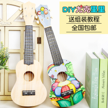 Assembly Ukulele diy small guitar handmade homemade material package Painted hand painting graffiti wooden