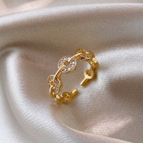 Italian designer Monica high-end round ring niche design opening vegetarian ring index finger ring female
