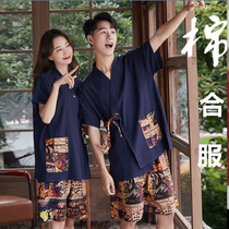 Pure cotton sweat steam Cardigan Cardigan female Korean cute bath clothing couples Japanese kimono mens large size cotton sauna clothing bathrobe