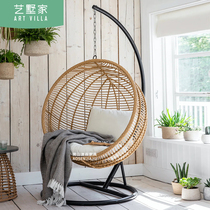 Basket chair Indoor swing Home balcony Leisure net red hanging chair Hanging blue rattan chair Birds nest rocking chair Outdoor furniture