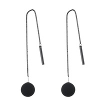 South Korea Black Pearl Earrings Earrings Woman s925 Pure Silver Ear Needle Long ball pendant earline Temperament Tide Ear chain