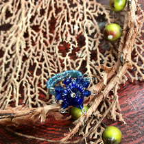 Domestic spot handmade retro personalized fashion beaded ring jewelry shell leaf workshop