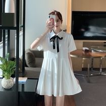 Academic style Joker little sweet doll skirt 2021 autumn Korean version of Mori polo bow tie pleated dress