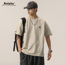 2023 Summer collar short sleeve T-shirts men in trend with simple letters embroidered pure colored half sleeve shirts for mens coat