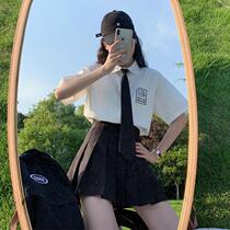 College style suit Womens summer dress Korean version school season wear foreign style age reduction sweet student outfit jk uniform two-piece set