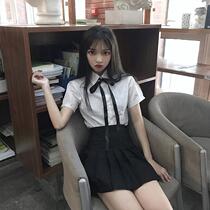 College style short-sleeved white shirt Jk uniform suit Summer Japanese pleated skirt with top shirt two-piece female