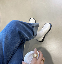 CHIC STUDIO) Too much to love ~ 2022 Spring Korea Thick Bottom Lefu Shoes Retro Little Leather Shoes