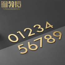 Professor Copper Pure Copper House Plate Creative Nordic Brass Home Homestay Villa Custom Digital Letter Self-adhesive Number Plate