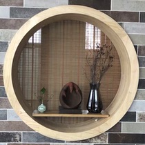 Solid wood round Pass border frame Xuanguan wood frame decoration New Chinese wall dongle wrapped edge window sleeve shelve custom-made 7L type