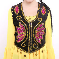 Xinjiang dance clothing female adult vest Uygur hand embroidered ethnic sequins performance clothing short horse clip