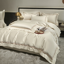 160 high-end light lavish pure colour double stock Egyptian long suede cotton four pieces of all-cotton pure cotton hotel bed with supplies 4