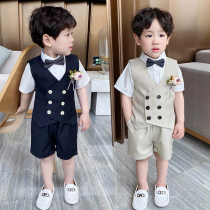 One year old dress boy baby foreign flower boy suit summer children British vest boy suit suit suit