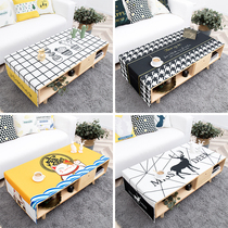 Nordic rectangular waterproof coffee table cloth double pocket dustproof tablecloth thick cotton linen cover cloth Plaid tablecloth custom