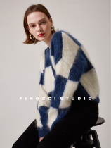 FINOCCI design sense mohair color red sweater women loose lazy style short 2020 autumn and winter New