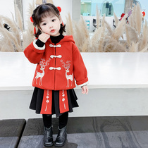 Girls pay New Years call service in autumn and winter Childrens Chinese New Year festive clothes female baby winter hanfu Chinese style New Year costume