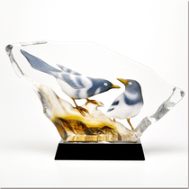 Northeast Featured Gifts Dalian and Meiya Magpie Crystal ornaments Newlywed Gifts Can be Letters Dalian Shipping