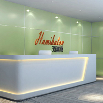 Fashion paint front desk finish cashier desk company corner curved office desk hotel reception desk marble customization