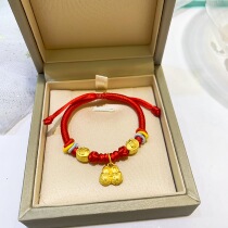 Gold bracelet zodiac tiger shoes baby red rope 999 full gold auspicious clouds lucky hand string Adorable tiger full of happiness