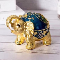 Russian clamshell ashtray European-style creative alloy with lid large round smoke cylinder retro office Elephant Pendulum