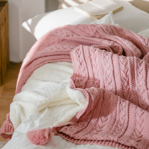 Nordic Knitted Blanket Plus Suede Thickened Coral Suede Double office Nap Cover Blanket Wool woven Stream Sublanket