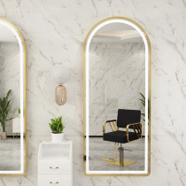 Barber shop mirror table hair salon with lamp beauty salon hairdressing mirror table barber shop net red mirror touch smart light mirror