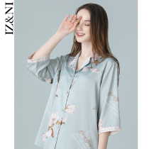 IIZZINI ORIGINAL 2021 pajamas FEMALE SUMMER ICE SILK THIN SECTION Chinese style WHITE JADE ORCHID SHORTS HOME suit SET