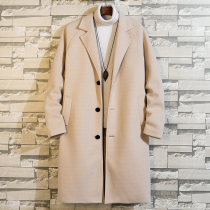Autumn and winter long woolen coat mens double-sided woolen coat couple Korean trend big English trench coat