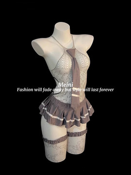 MeiNi「奶糖学妹」性感睡裙jk制服cos套装镂空网透视内衣纯欲qqny
