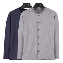 Middle-aged-people tie-up cardiovert dressing gats for overweight mens open body fastening cotton sweater single-piece blouses