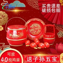 Sun bucket wedding festive supplies red solid wood toilet three-piece set of furnishings happy dowry baby