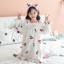 Girls nightgown autumn and winter coral velvet childrens nightclothes long sleeve Princess female baby home clothing flannel winter