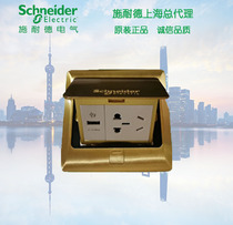 Original Schneider pop-up 10A two three-pole power supply ground plug USB (copper glossy) bottomless box