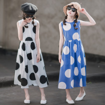 Korea SZ Childrens clothing 2021 summer princess dress Girls cotton loose dress Western style vest large child long dress