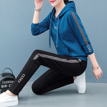 Casual sportswear suit women spring and autumn 2021 new fashion hooded cotton ladies sweater summer two-piece set