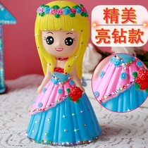  Send colored diamonds drop-resistant gypsum dolls colored white embryos piggy banks childrens DIY hand-painted Christmas gifts