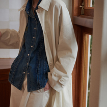 Tokyo Love Story Concise Salt Ensemble Retro Commute 100 Hitch Gentle Mid-Length Milky White Musculature Coat