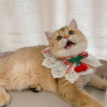 Handmade custom pet saliva towel cat dog lace scarf cute bib