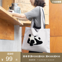 tbh Fauvist home Panda Bang Bang Canvas bag Womens summer large capacity handbag Cotton embroidery shopping bag