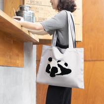 tbh Fauvist home Panda Bang Bang Canvas bag Womens summer large capacity handbag Cotton embroidery shopping bag