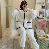 Coral velvet pajamas ladies autumn and winter New thick and velvet suit super thick flannel home Clothing Spring can be worn outside