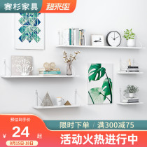  Wall shelf Punch-free TV wall decoration wrought iron bookshelf Bedroom wall shelf One-word partition shelf