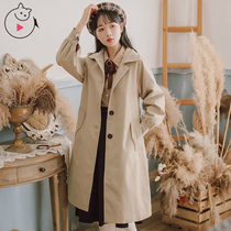 Plus velvet trench coat womens autumn and winter 2021 new small casual thick student long thin coat