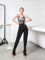 ZYM (energy canned) pants high waist wide legs shrink feet two ways to wear Latin dance practice pants women 2138