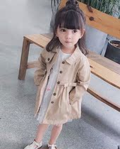 Girls  windbreaker British style childrens coat baby windbreaker spring and Autumn 2021 new princess little girl mid-length tide