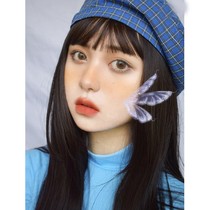 Japanese sweet blue plaid beret children Spring Breathable ancient college style students wild Bud painter hat