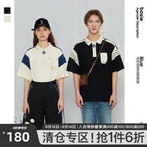 bosie Blue short sleeve polo shirt mens 2021 summer new products couple stitching thin models