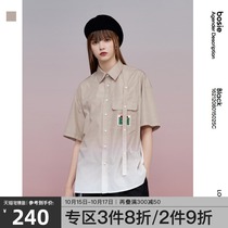 bosie Black2021 summer new short sleeve shirt male couple Mulan gradient design sense shirt