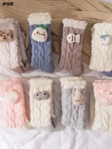 Coral Suede Socks Child Autumn Winter Sleep Socks Garnter Thickened Warm Moon Socks Plush Home Cute Floor Socks